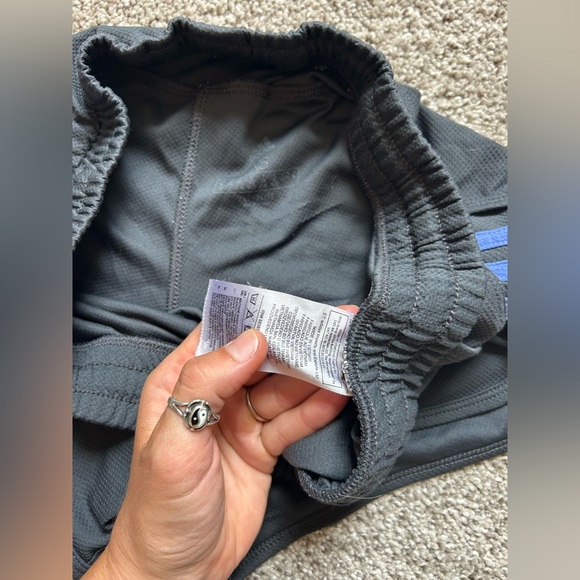 Adidas Black and Blue Athletic Shorts with Split Hem - Picture 4 of 7